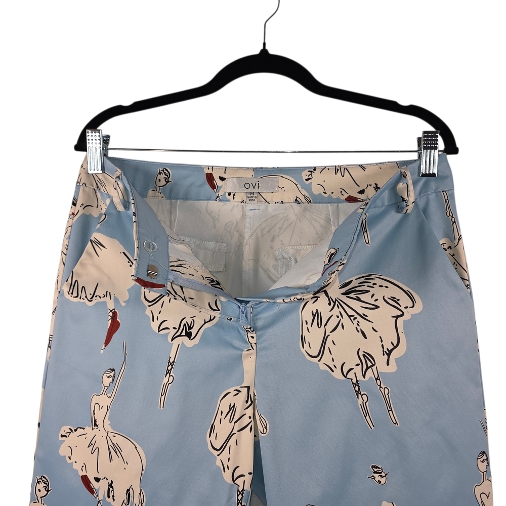 OVI Light Blue Illustrated Ballerina Print Pants – Size M - Picture 5 of 13